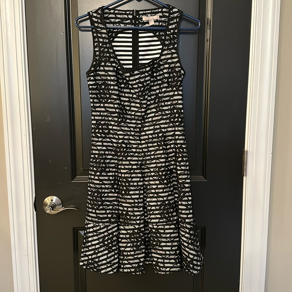 Banana Republic black and white lace and striped dress sleeveless